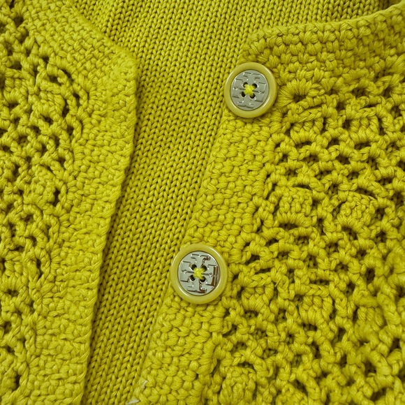 Tory Burch Mustard Button Down Carding Knit Sweater - Picture 2 of 4